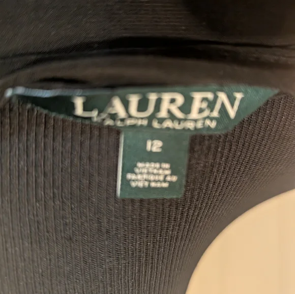 Lauren Ralph Lauren Black Jersey Cowl Neck & Rhinestone Embellished Waist Pin - Picture 7 of 7